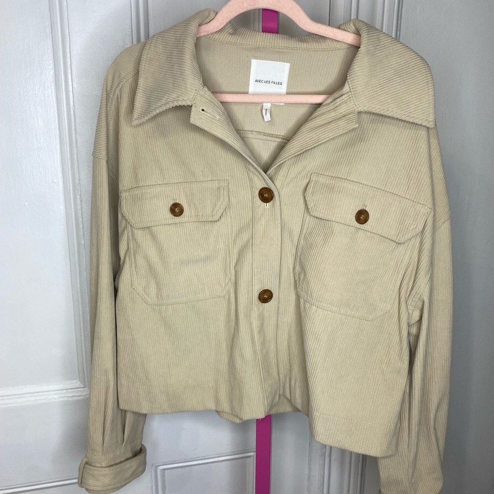 Avec Les Filles Creamy Beige Cordury Oversized Cropped
Jacket - Picture 2 of 10
